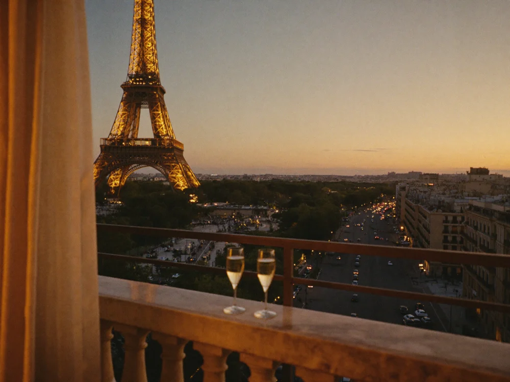 A Paris evening with a view of the Eiffel Tower
